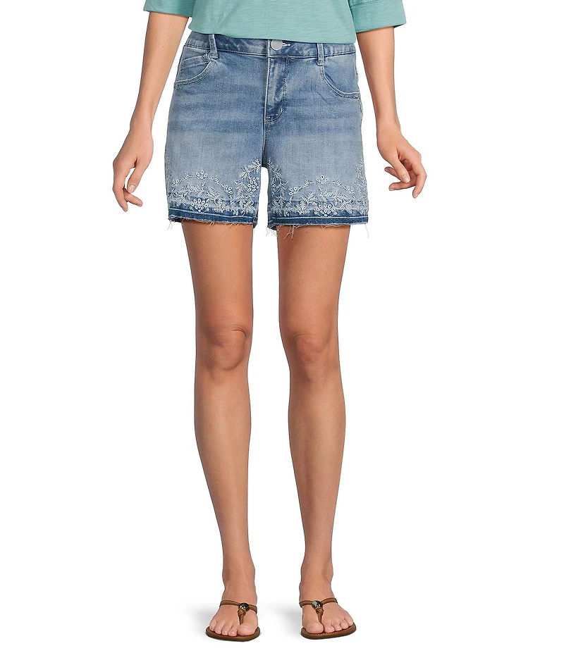 Democracy #double;Ab#double; solution Embroidery High Rise Release Hem Shorts
