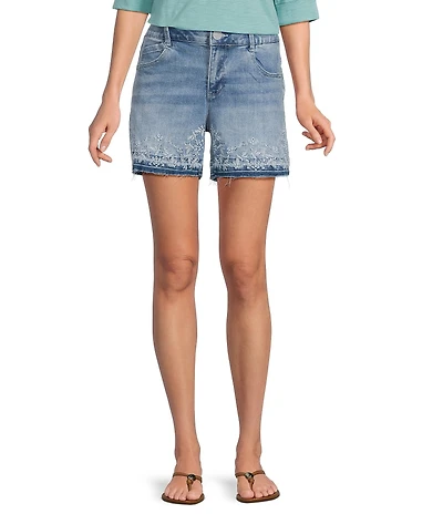 Democracy #double;Ab#double; solution Embroidery High Rise Release Hem Shorts