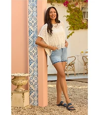 Democracy #double;Ab#double; solution Embroidery High Rise Release Hem Shorts
