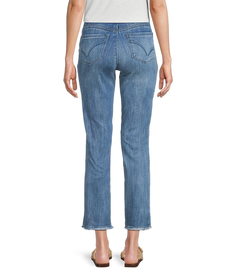 Democracy #double;Ab#double;solution® Embroidered Pocket Frayed Hem Straight Slim Leg Ankle Jeans