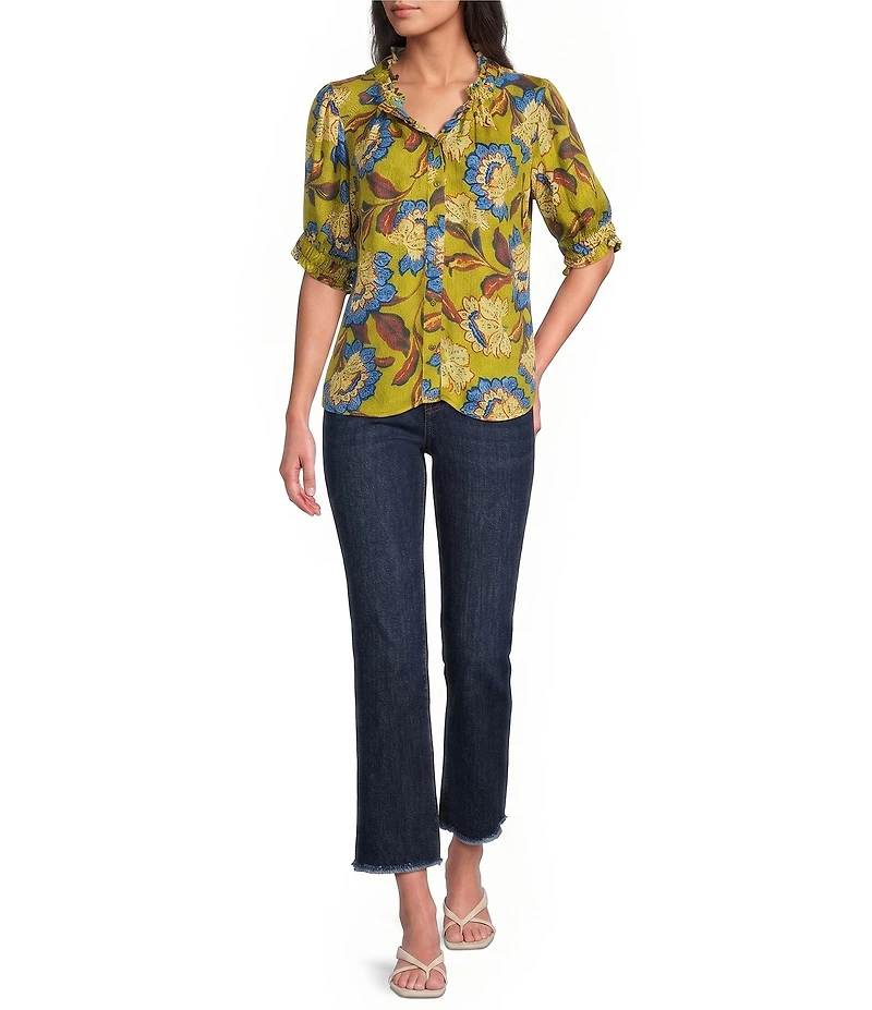 Democracy #double;Ab#double;solution® High Rise Scalloped Flared Fray Hem Jean