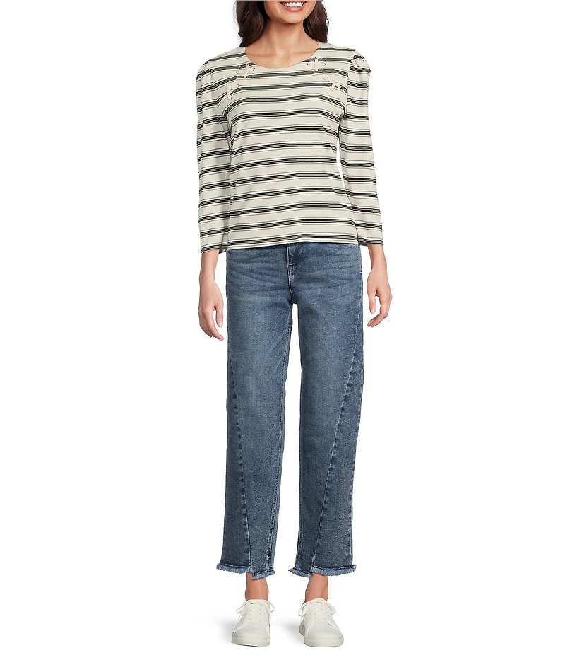 Democracy #double;Ab#double;solution® High Rise Straight Leg Frayed Hem Ankle Jeans