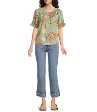 Democracy #double;Ab#double;solution® Kick Flare Double Layered Scalloped Fray Hem Jeans