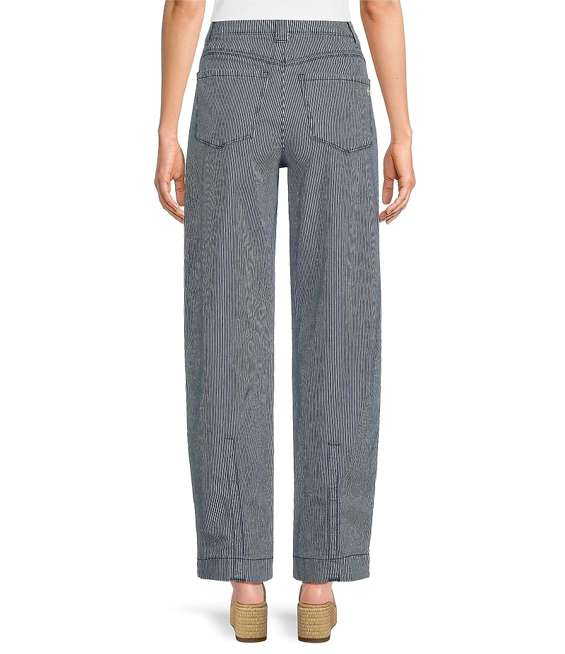 Democracy #double;AB#double;solution Sky Rise Pinstripe Adjustable Snap Hem Barrel Leg Pants