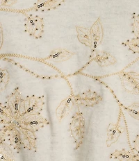 Democracy Beaded Floral Embroidered V-Neck Long Sleeve Top