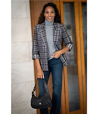 Democracy Cable Stitch Knit Ribbed Turtleneck Elbow Sleeve Sweater