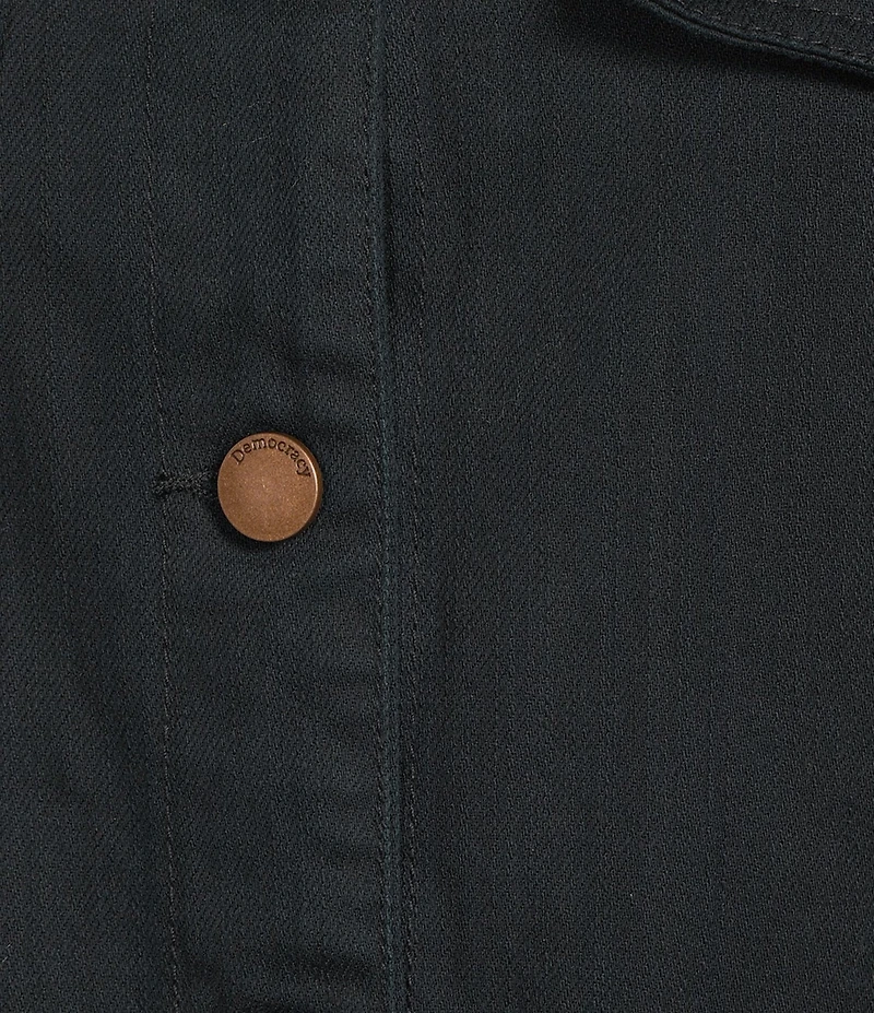 Democracy Contrast Corduroy Collar Long Rushed Sleeve Patch Pocket Button-Front Jacket