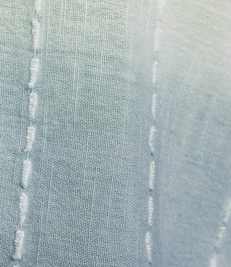 Democracy Cotton-Blend Stripe Ombre Split V-Neck 3/4 Sleeve Braided Tie Top