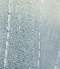 Democracy Cotton-Blend Stripe Ombre Split V-Neck 3/4 Sleeve Braided Tie Top