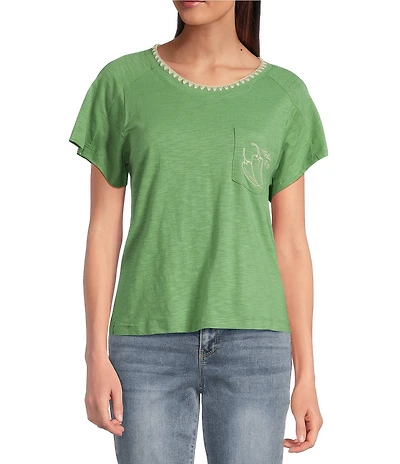 Democracy Embroidered Pocket Detail Tee