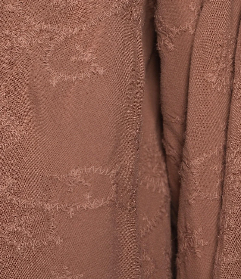 Democracy Embroidered 3/4 Blouson Sleeve Open-Front Crochet Jacket