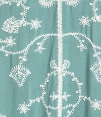 Democracy Embroidered 3/4 Blouson Sleeve Open-Front Crochet Jacket