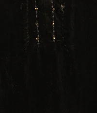 Democracy Embroidered Ruffle Split V-Neck 3/4 Blouson Sleeve Velvet Top