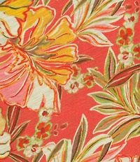 Democracy Floral Knit Mandarin Split V-Neck 3/4 Blouson Sleeve Shirt