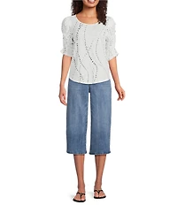 Democracy High Rise 5-Pocket Wide Leg Capri Jeans