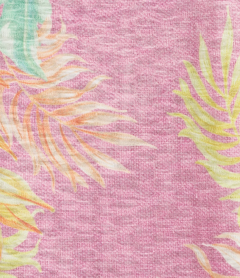 Democracy Knit Floral Scoop Neck Short Dolman Sleeve Top