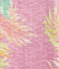 Democracy Knit Floral Scoop Neck Short Dolman Sleeve Top