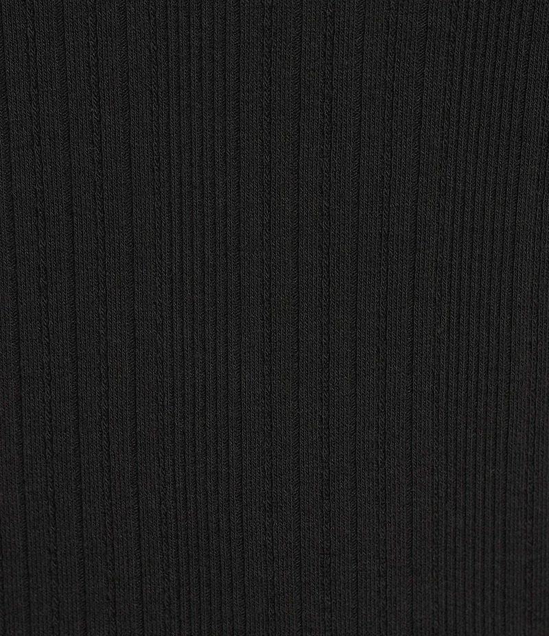 Democracy Mix-Media Split V-Neck Cap Sleeve Shirttail Hem Knit Top