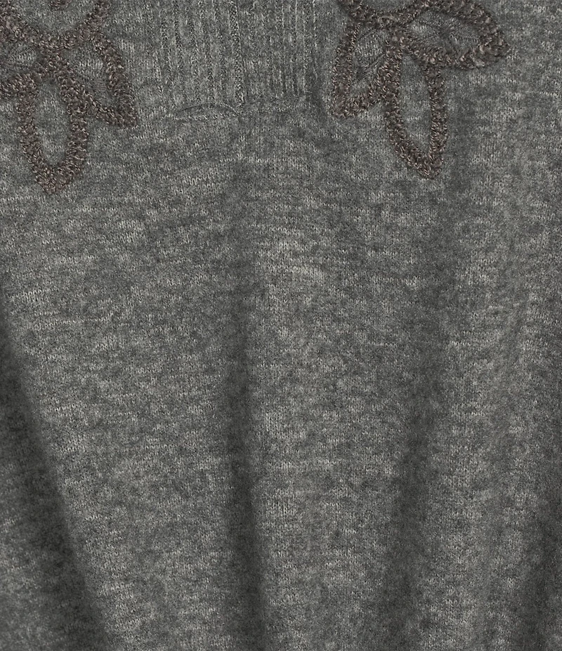 Democracy Mixed-Media Knit Split V-Neck 3/4 Sleeve Twist Front Hem Top