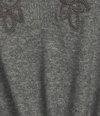 Democracy Mixed-Media Knit Split V-Neck 3/4 Sleeve Twist Front Hem Top