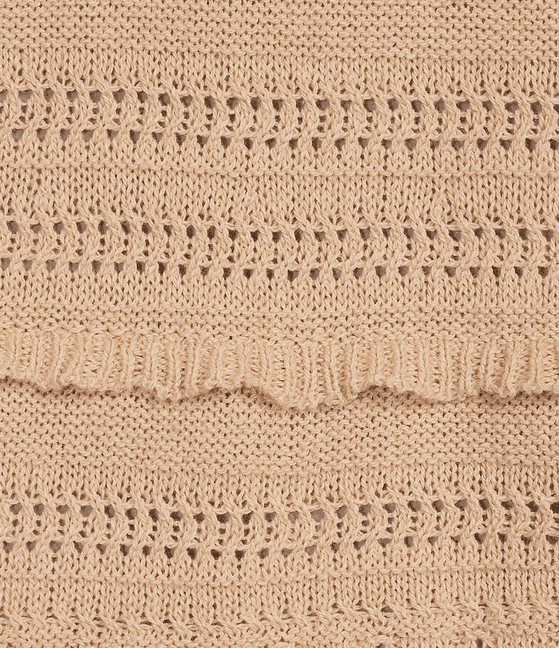 Democracy Mixed Stitch Round Neck 3/4 Bell Sleeve Sweater