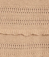 Democracy Mixed Stitch Round Neck 3/4 Bell Sleeve Sweater