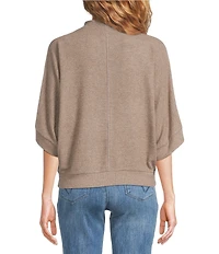 Democracy Mock Neck 3/4 Dolman Sleeve Banded Hem Knit Top