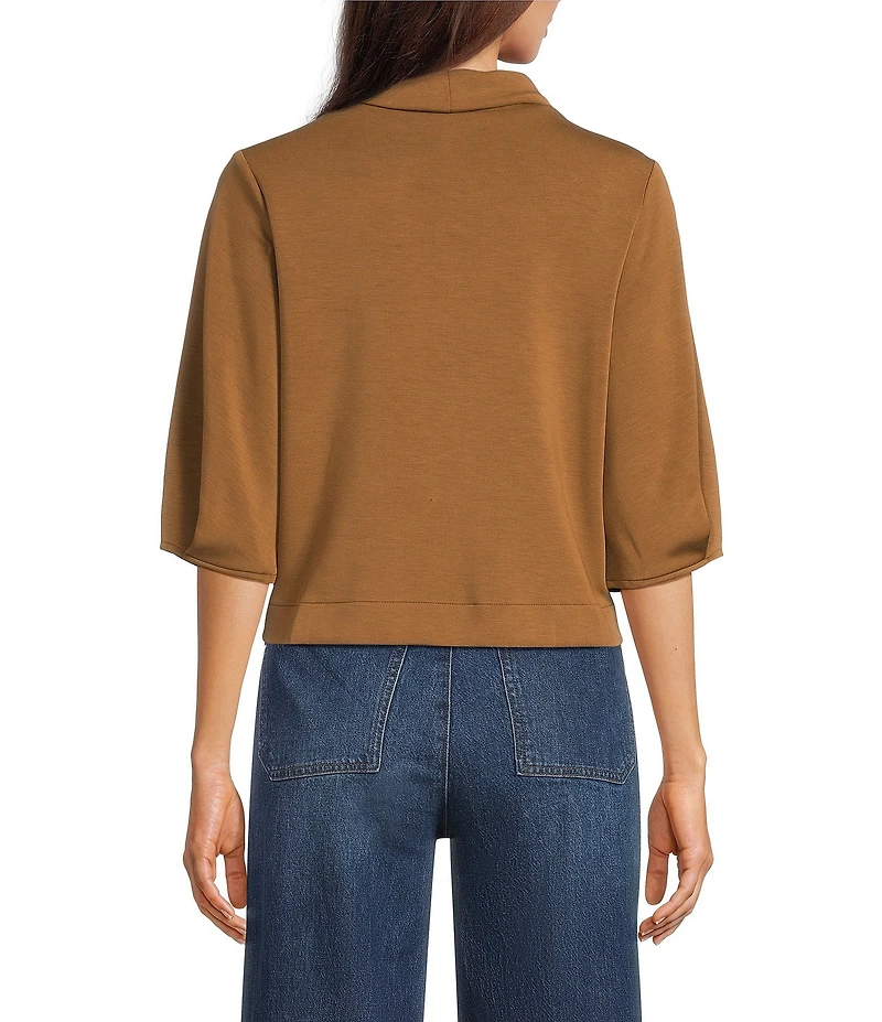 Democracy Mock Neck 3/4 Sleeve Crop Knit Top
