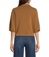 Democracy Mock Neck 3/4 Sleeve Crop Knit Top