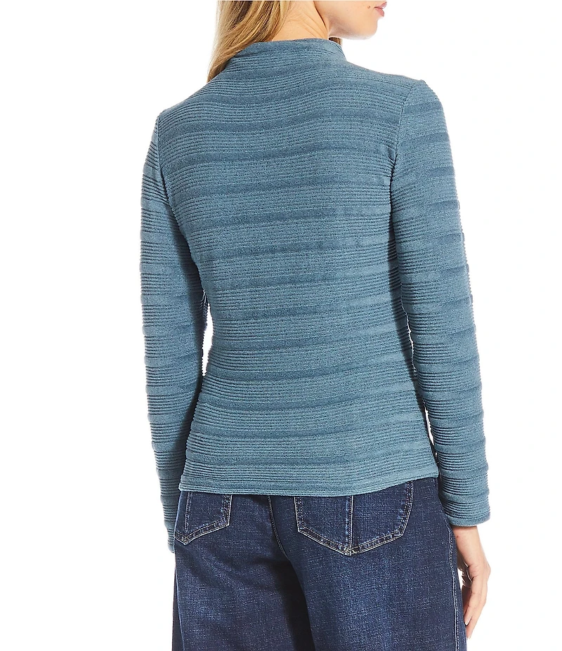 Democracy Mock Neck Long Sleeve Asymmetrical Side Rouching Knit Top