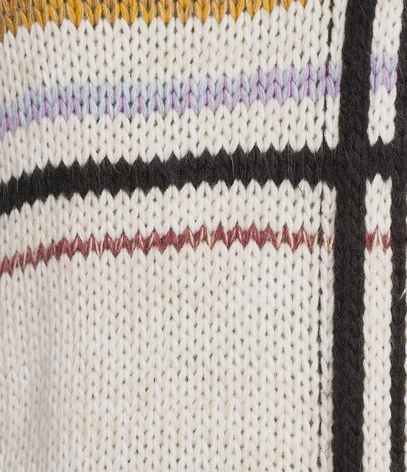 Democracy Mock Neck Long Sleeve Placement Striped Sweater