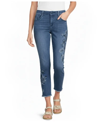 Democracy Petite Size #double;Ab#double;solution® Embroidered Paisley Ankle Skimmer Denim Skinny Jeans