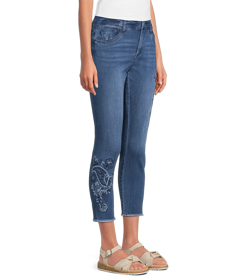 Democracy Petite Size #double;Ab#double;solution® Embroidered Paisley Ankle Skimmer Denim Skinny Jeans