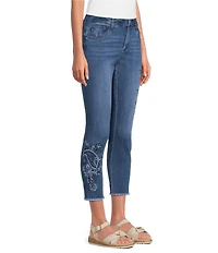 Democracy Petite Size #double;Ab#double;solution® Embroidered Paisley Ankle Skimmer Denim Skinny Jeans