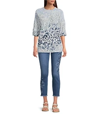 Democracy Petite Size #double;Ab#double;solution® Embroidered Paisley Ankle Skimmer Denim Skinny Jeans