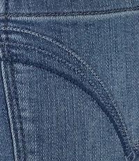 Democracy Petite Size #double;Ab#double;solution® High Rise Embroidered Straight Slim Leg Fray Hem Jeans
