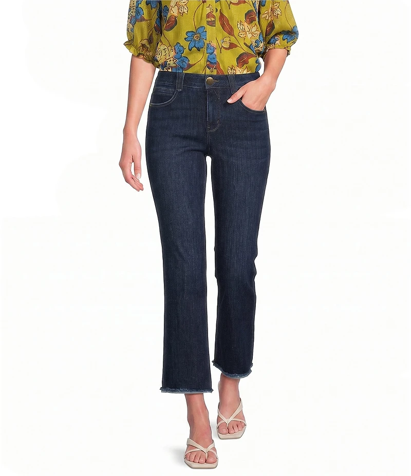 Democracy Petite Size #double;Ab#double;solution® High Rise Scalloped Flared Fray Hem Jean