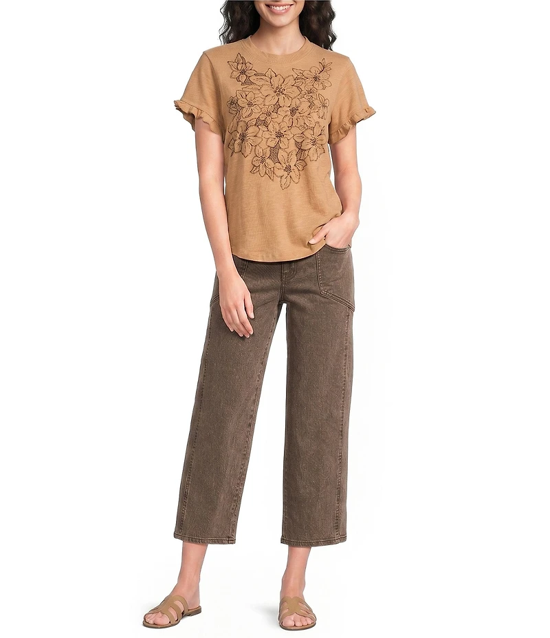 Democracy Petite Size #double;Ab#double;solution® Skyrise Relaxed Straight Leg Cropped Denim Pants