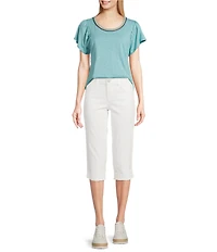 Democracy Petite Size #double;Ab#double;solution® Stretch Straight Leg Skimmer Fray Hem Jeans