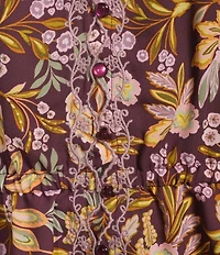 Democracy Petite Size Embroidered Floral V-Neck Tie Sleeve Top