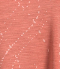 Democracy Petite Size Printed Crew Neck Ruched Puff Elbow Sleeve Knit Top