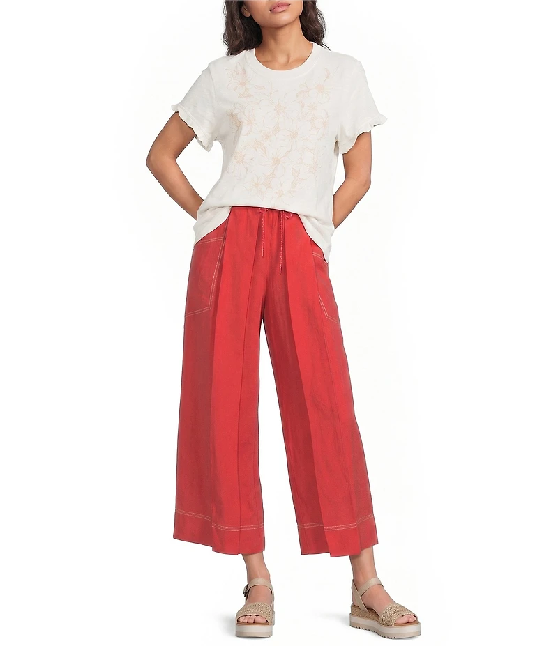 Democracy Petite Size Sky Rise Wide Leg Pull-On Crop Pants