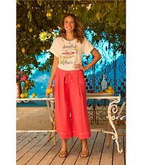 Democracy Petite Size Sky Rise Wide Leg Pull-On Crop Pants