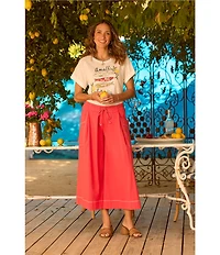 Democracy Petite Size Sky Rise Wide Leg Pull-On Crop Pants