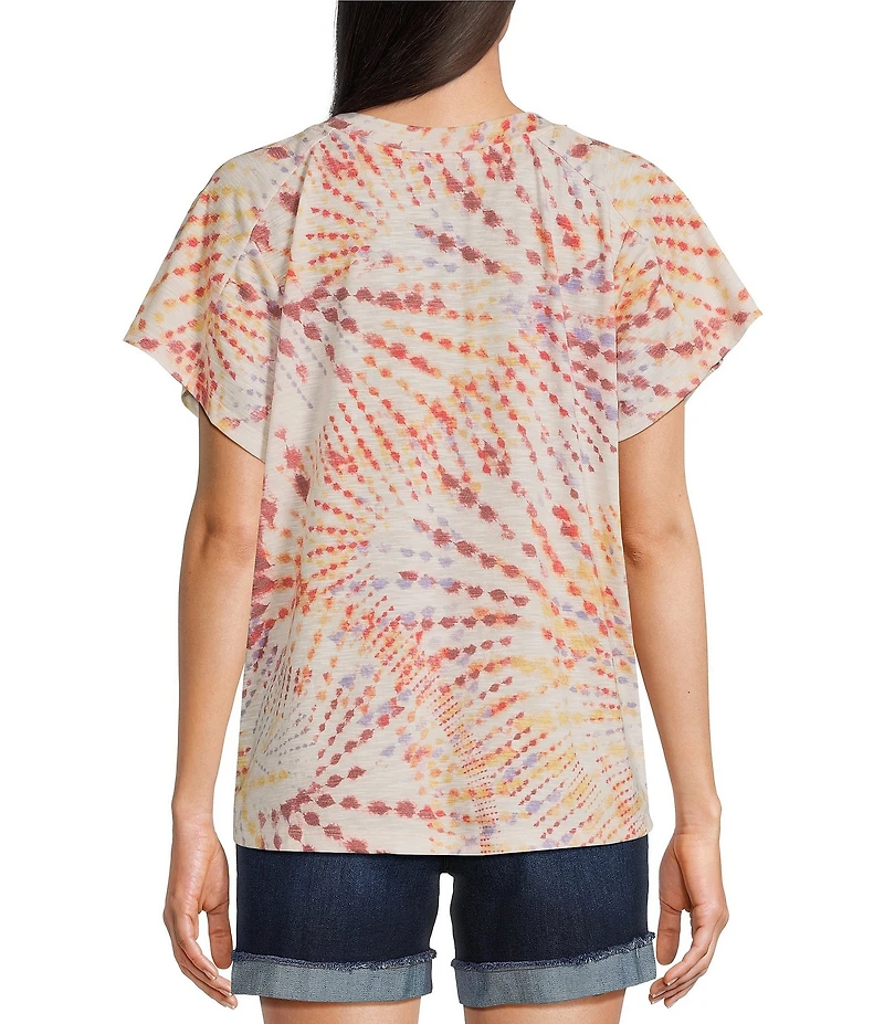 Democracy Petite Size Tie-Dye Knit Crew Neck Short Sleeve Boyfriend Tee Shirt