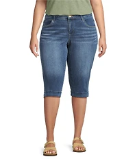 Democracy Plus Size 3-D Embroidered 5-Pocket Style Skimmer Stretch Denim Jeans