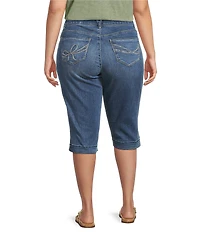 Democracy Plus Size 3-D Embroidered 5-Pocket Style Skimmer Stretch Denim Jeans