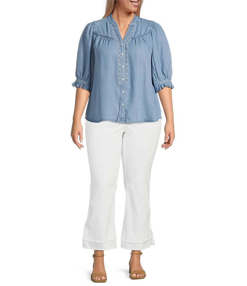 Democracy Plus Size #double;Ab#double;solution® Kick Flare Double Layer Fray Hem Crop Jeans