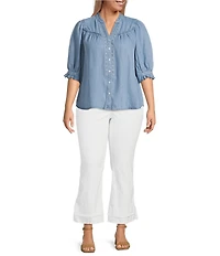 Democracy Plus Size #double;Ab#double;solution® Kick Flare Double Layer Fray Hem Crop Jeans
