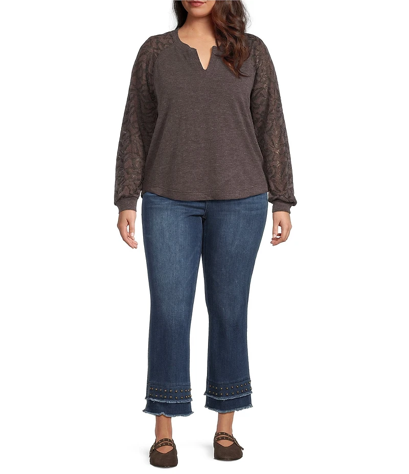 Democracy Plus Size #double;Ab#double;solution® Kick Flare Double Layer Fray Hem Crop Jeans